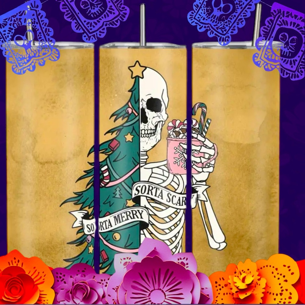 🆕 20oz Funny Skeleton Christmas Tumbler - Stainless Steel - Vacuum Insulated 🎄